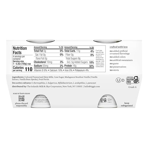Siggis Vanilla Non Fat Yogurt 4 Pack, 21.2 OZ