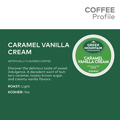 Green Mountain Coffee Roasters Caramel Vanilla Cream Keurig Single-Serve K-Cup pods, Light Roast Coffee, 72 Count (6 Packs of 12