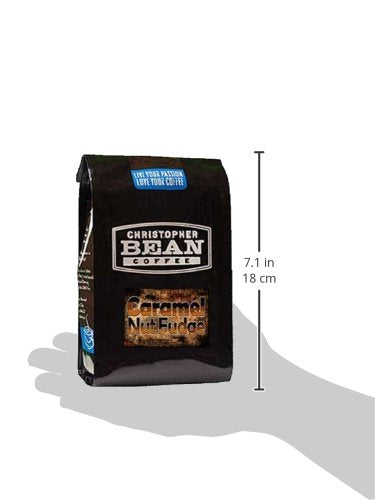 Christopher Bean Coffee Decaffeinated Whole Bean Flavored Coffee, Caramel Nut Fudge Truffle, 12 Ounce