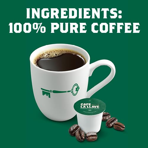 Cafe La Llave Espresso Coffee Pods - Recyclable Single-Serve Pods, Compatible with K-Cup Keurig - 24 Count - Coffee