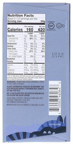 Lilys Chocolate Stevia Sweetened Dark Chocolate, 2.8 OZ