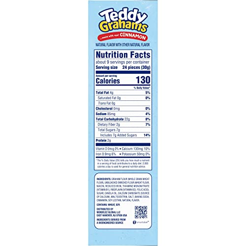 TEDDY GRAHAMS Cinnamon Graham Snacks, Bulk Kids Snacks, 6 - 10 oz Boxes