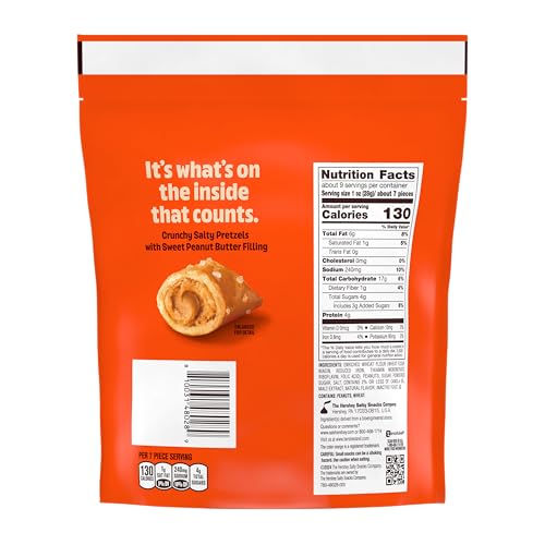 Reeses Filled Pretzels, Peanut Butter Pretzel Nuggets, Crunchy, Ready to Eat, Sweet and Salty Snack, 9oz Resealable Bag