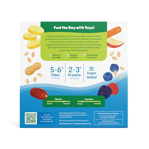 Sprout Toddler Snack Bars Yayz Variety Pack, 15 Individual 1 oz Bars, Mixed Colors