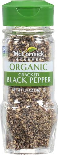 McCormick Gourmet Organic Cracked Black Pepper, 1.37 oz (Pack of 2)