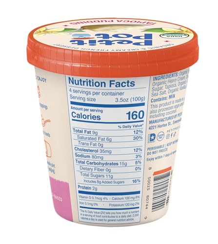 Petit Pot Organic Tapioca Pudding - 14 oz - Made with Milk and Cream