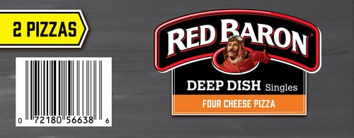Red Baron Deep Dish Singles 4 Cheese Pizza, 11.2 oz (frozen), 2 count (Pack of 1)