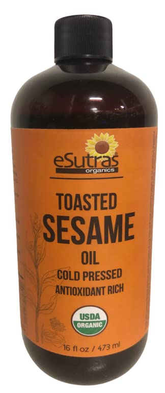 eSutras Organics Toasted Sesame Oil, Organic, 16 Oz, Great for Stir Fry, Curries, Marinade