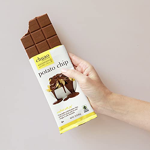 Chuao Chocolatier Potato Chip Milk Chocolate Bars | Gourmet No Preservatives | For Gift Baskets, Christmas, Birthday, Thank You, Care Package | 12 Ct