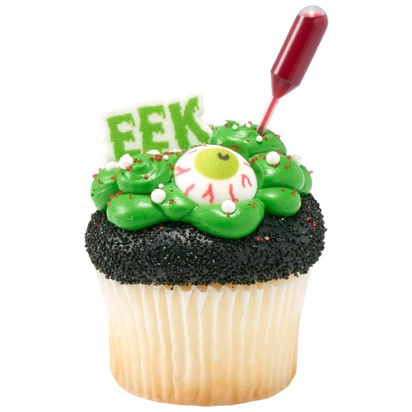 Bloodshot Scarry Eyeball Edible Sugar Cake Toppers, 24 Count