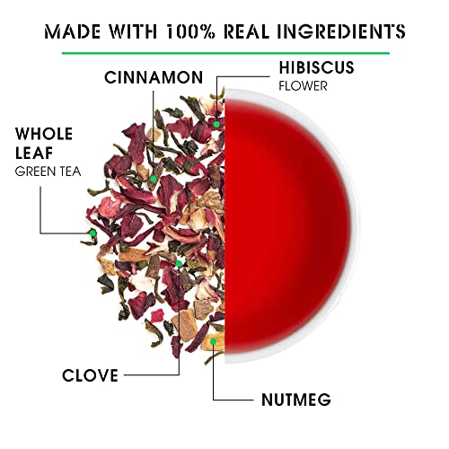 Teabox ORGANIC Hibiscus Cinnamon Clove Green Tea 100 grams Loose Tea | Immune System Booster and Weight Management | Natural Hib