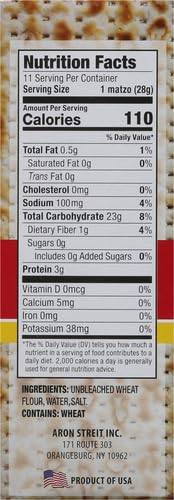 Streits Lightly Salted Matzo, 11 oz (Pack of 2)