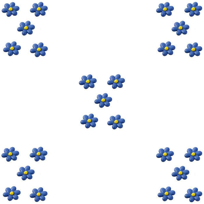 OCREME 6-Petal Royal Icing Sugar Flower Decorations Set of 25, 3/4 Inch, Blue, Model OCRIF-45