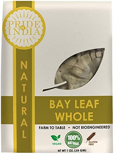 Pride Of India Natural Bay Leaf Whole- 1 oz (29 gm) Resealable Pouch- Certified Pure & enhanced Quality Whole Spice - Best used in Soups, Meats, Fish, Tacos etc- Offers Best Value for Money