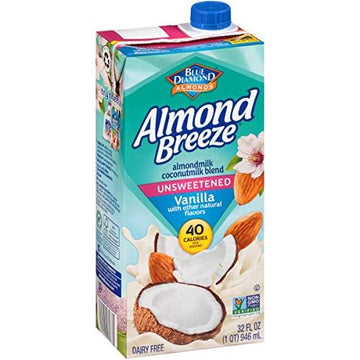 Almond Breeze Dairy Free Almondmilk Blend, Almond Coconut, Unsweetened Vanilla, 32 Ounce (Pack of 12)