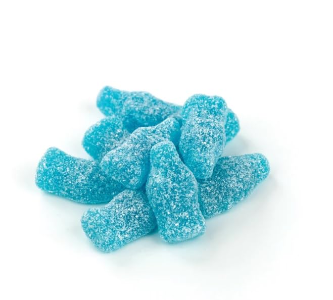 Sour Blue Raspberry Mini Soda Bottles Gummy Candy (Sour Blue Raspberry  1 Pound)