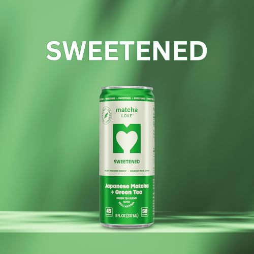 matcha LOVE Sweetened Matcha + Green Tea, 8 Ounce (Pack of 12)