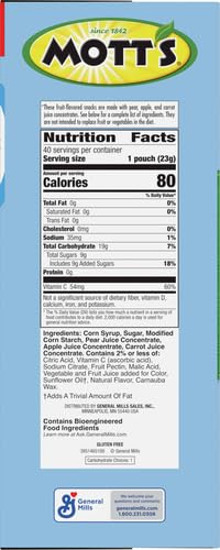 Motts Fruit Flavored Snacks, Assorted Fruit, Gluten Free Snack, Stocking Stuffers, Family Pack, 40 Ct, 32 Oz