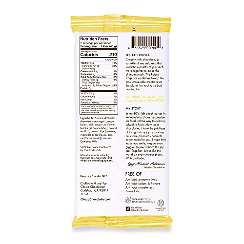 Chuao Chocolatier Potato Chip Milk Chocolate Bars | Gourmet No Preservatives | For Gift Baskets, Christmas, Birthday, Thank You, Care Package | 12 Ct