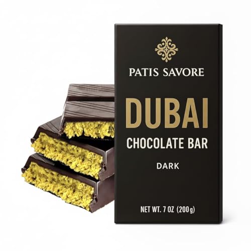 Dubai Dark Chocolate Bar Pistachio - Crispy Kataifi With Pistachio Paste | Gourmet Gift Chocolate | 7Oz Rich, Textured Treat