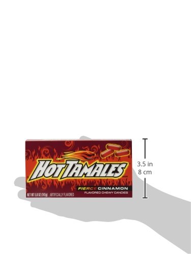 Hot Tamales, Fierce Cinnamon Chewy Candy, Theater Box Style, 5Oz Box (Pack Of 6)