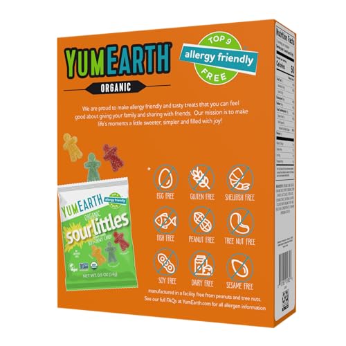 YumEarth Organic Halloween Sour Littles Chewy Candy - Allergy Friendly (Top 9 Free), No Artificial Dyes, Non GMO, Gluten Free, V
