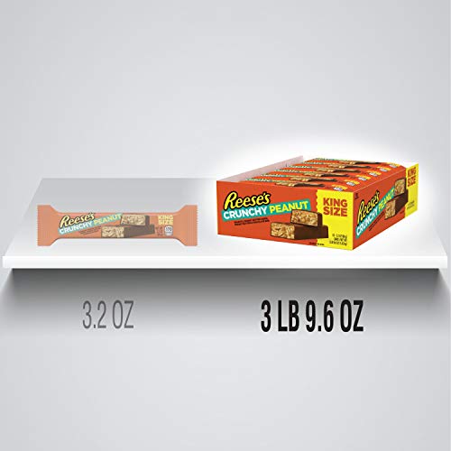 REESE'S Crunchy Peanut Butter & Peanuts Candy Bars, King Size, 3.2 oz (18 Count)