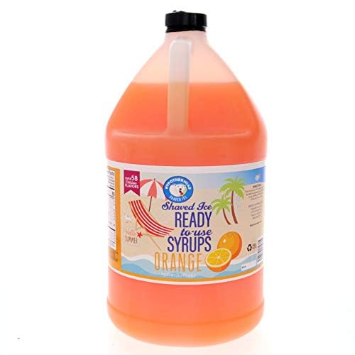 Hypothermias Orange Ready to Use Gallon (128 Fl. Oz) Hawaiian Snow Cone Flavors Syrup - Shaved Ice, 100% Pure Cane Sugar