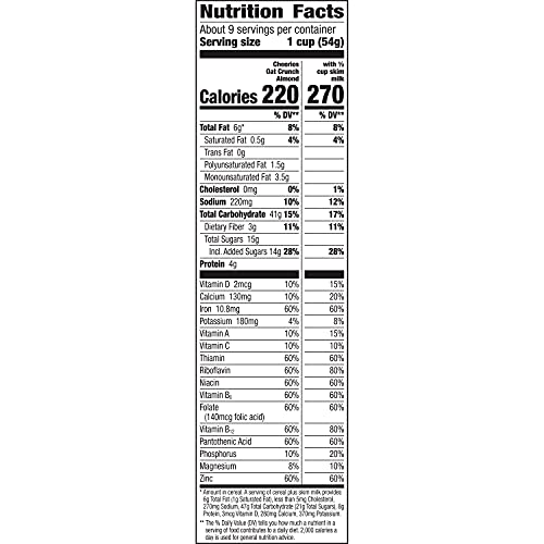 Cheerios Oat Crunch Almond Breakfast Cereal, 18.2 oz Box (Pack of 12)