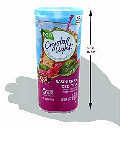Crystal Light Raspberry Tea, Made With Black Tea, (12-Quart) 1.6-Ounce Canisters (Pack Of 6)