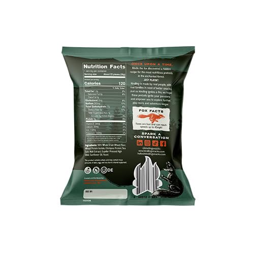 Kindling Protein Pretzels - Sea Salt | Protein-Packed Snack Size Bags | Kosher | 8-9g Protein Per Serving | No Artificial Flavor