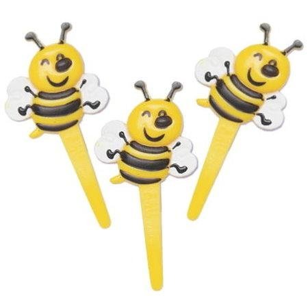 Bakery Crafts Bumble Bee Cupcake Picks, 12-Pack
