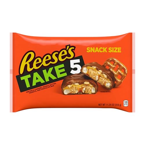 REESES TAKE 5 Pretzel, Peanut and Chocolate Snack Size, Candy Bag, 11.25 oz