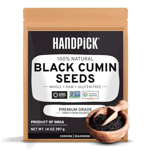 HANDPICK Black Cumin Seed (14oz) Pure Nigella Seeds - No Salt or Preservatives, Non GMO | Indian Black Whole Cumin | Gluten Free