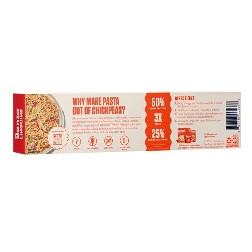 Banza, Pasta, Chickpea, Linguine, Pack of 12, Size 8 OZ, (GMO Free)