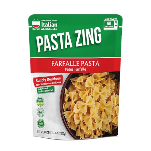 Pasta Zing Microwavable Variety Pasta Pack of 7 | 3x Farfalle | 4x Spaghetti | Microwave Pasta Ready To Eat in 60 Sec - Fully Co