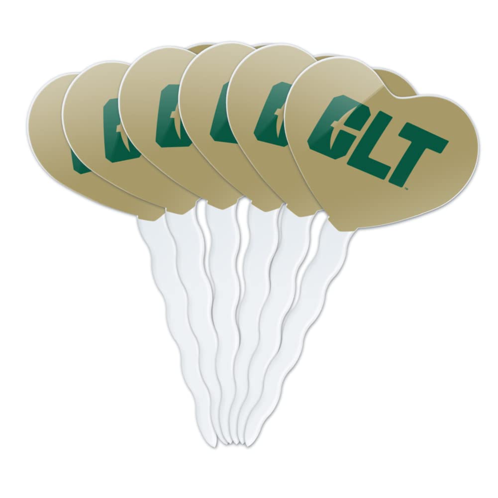 GRAPHICS & MORE Cupcake Picks Set of 6 - Acrylic Heart Toppers - UNC Charlotte - One Size