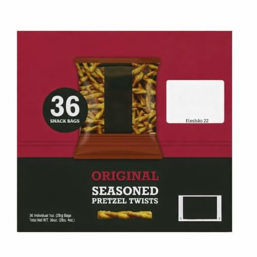 Elesbo 22 Original Seasoned Crunchy Twists, 36 Individual 1oz Snack Bags, Baked Crunchy Snacks, No Artificial Flavors