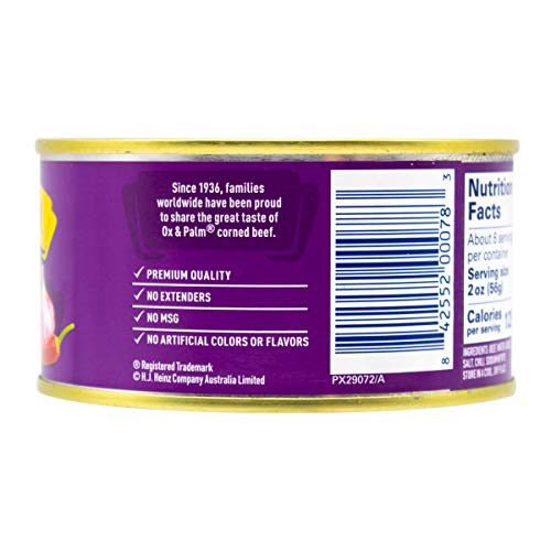 Ox & Palm Corned Beef Chili & Garlic Flavored 11.5 Oz (Pack Of 12)