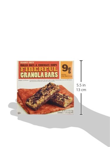 Trader Joe's Fiberful Granola Bars, Oats & Chocolate Chips, 5 Count Pack, 9g Fiber