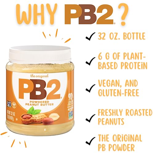 PB2 Original Powdered Peanut Butter - 6g of Protein, 90% Less Fat, Certified Gluten Free, Only 60 Calories per Serving, Perfect