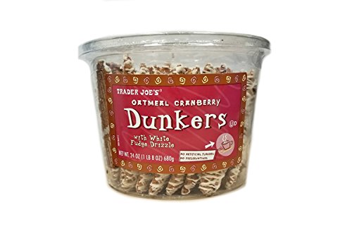 Trader Joes Oatmeal Cranberry Dunkers with White Fudge Drizzle (24oz) 1 LB 8 oz