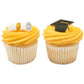 NCS Graduation Cap and Scroll Edible Sugar Cake Toppers, 12 Count, Black/White/Gold, 1.55 x 0.95 inches, Sugar Material