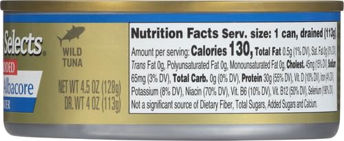 StarKist Selects No Salt Added Chunk White Albacore Tuna in Water - 4.5 oz Can (Pack of 5)