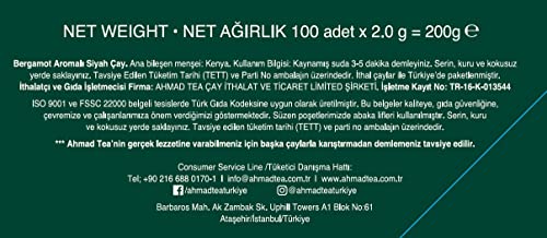 Ahmad Tea Black Tea, English Tea No. 1, 100 Count Foil Enveloped Teabags, Caffeinated, Sugar-Free