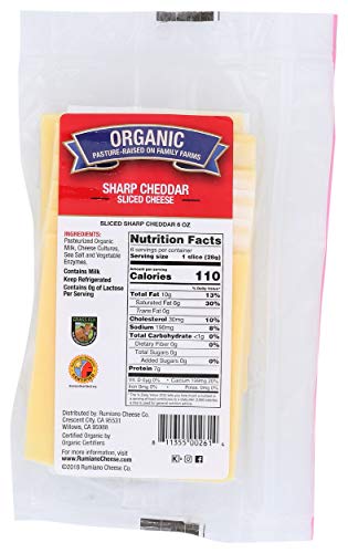 Rumiano Organic Sharp Cheddar Cheese, Sliced, 6 oz