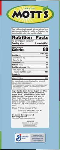 Motts Fruit Flavored Snacks, Apple Orchard, Gluten Free, 40 ct (Pack of 5)