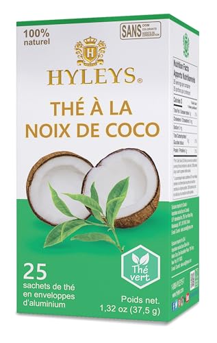 12 Pack of Hyleys Natural Wellness Coconut With Green Tea - 25 Tea Bags (100% Natural Gmo Free, Gluten Free, Dairy Free, Sugar F