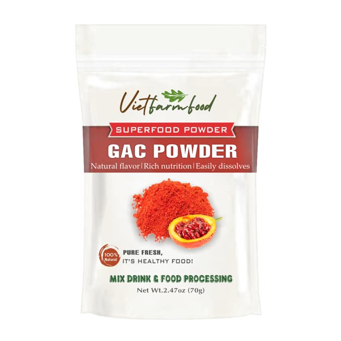 VIETFARMFOOD Gac Fruit Powder, Freeze-Dried, Sugar-Free, 70g, Natural Color