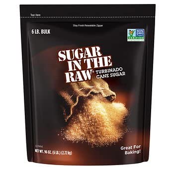 Sugar In The Raw Turbinado Cane Sugar, Made Using 100% Natural Pure Cane Sugar, 6 Lbs Pack Of 2
